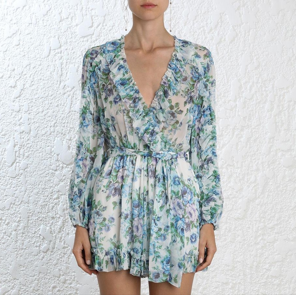 NWOT Zimmermann floral silk playsuit size AU 0